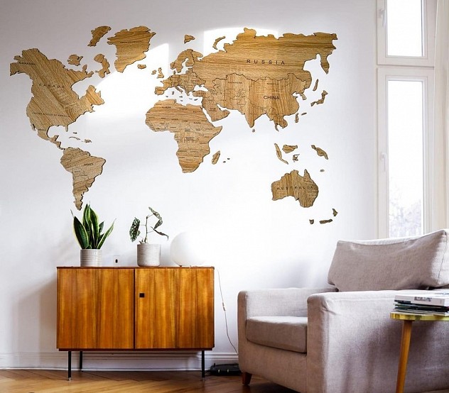 Mapa świata - Drewniana mapa